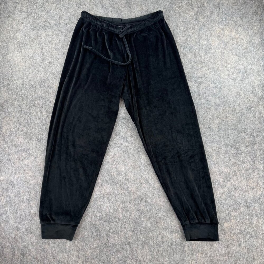 Juicy Couture Sleepwear Joggers Black Velour Bling Sz L - Picture 2 of 9